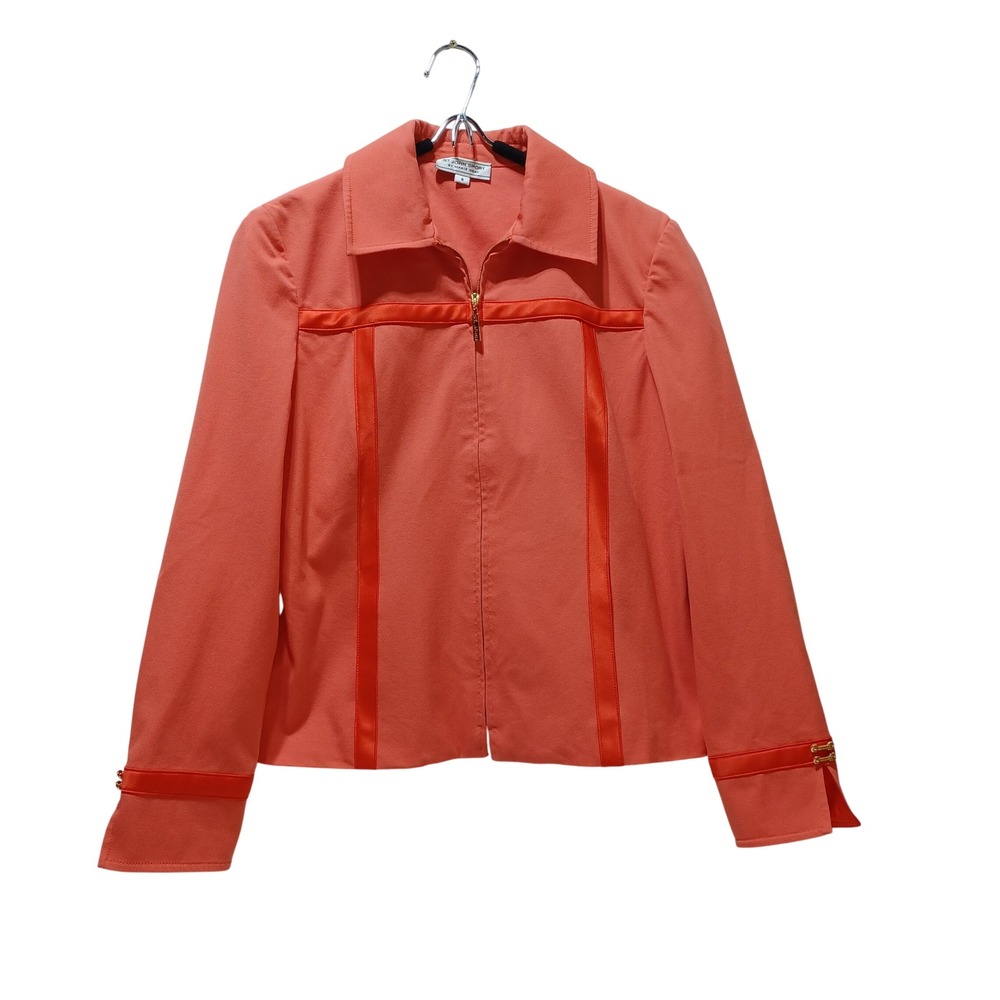St. John Sport Marie‎ Gray Womens Jacket Coral Small Full Zip Elevated Basic